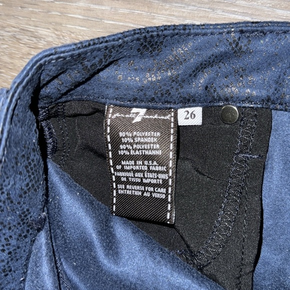 7 For All Mankind Blue & Black Snakeskin Skinny Pants - Size 26 - Picture 7 of 9